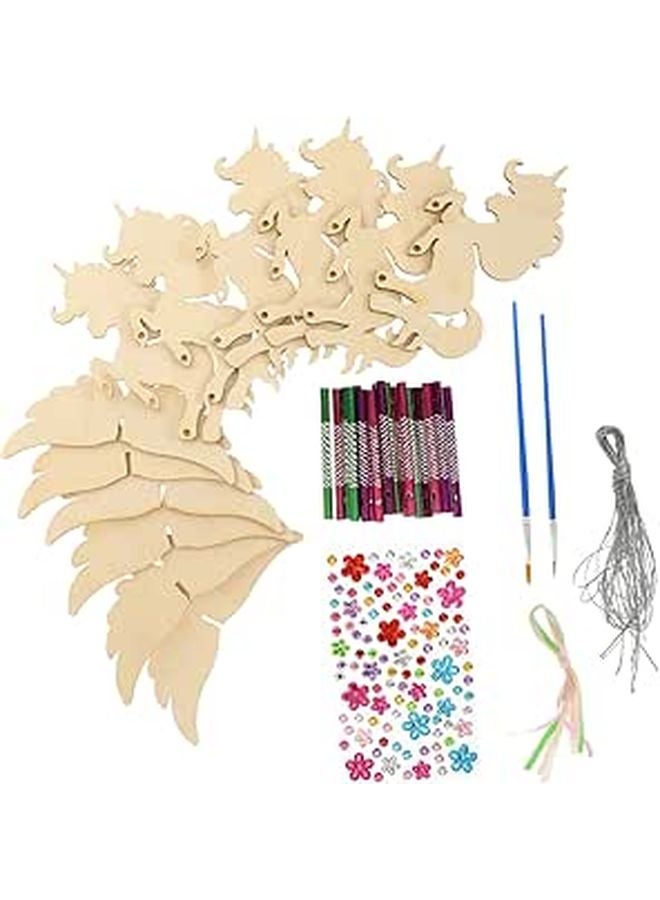 Unfinished Wooden Wind Chime DIY Craft Kit For Outdoor Decor Handmade Colorful Doodle - Image 1