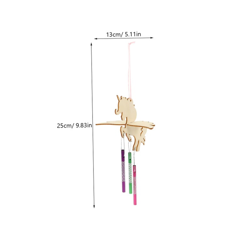 Unfinished Wooden Wind Chime DIY Craft Kit For Outdoor Decor Handmade Colorful Doodle - Image 3