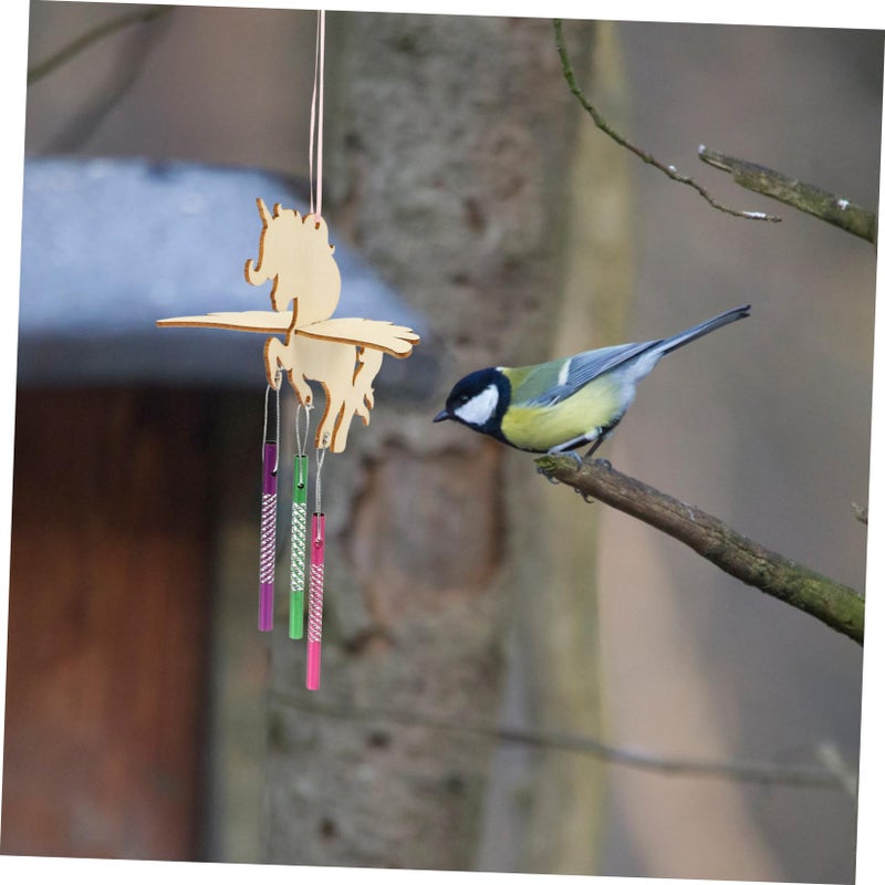 Unfinished Wooden Wind Chime DIY Craft Kit For Outdoor Decor Handmade Colorful Doodle - Image 4