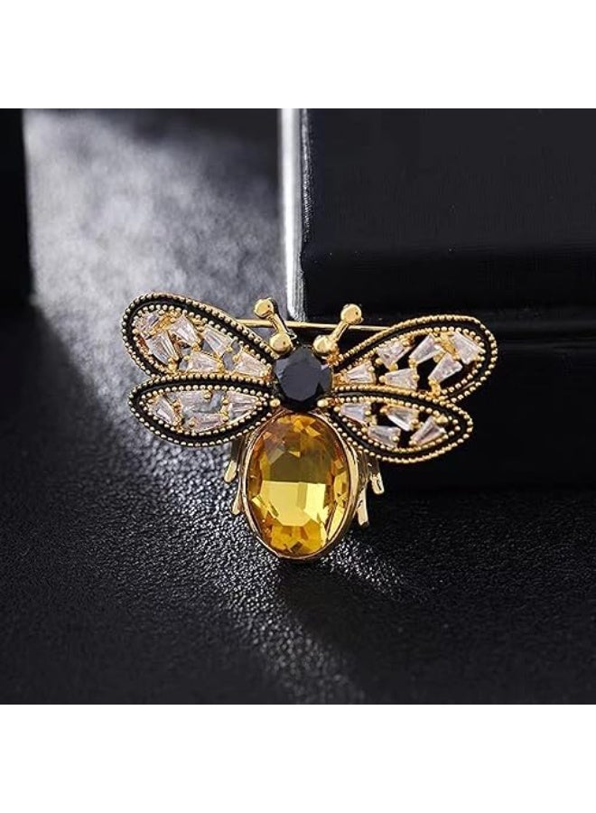 Goolsky Colorful Rhinestone Bee Brooch Honey Bee Lapel Pin Vintage Crystal Insect Pin for Women Men - Image 3