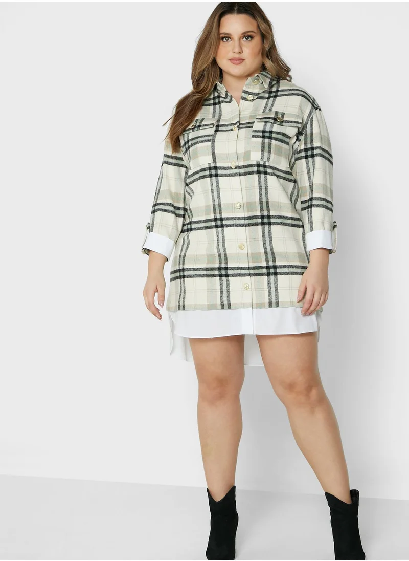 River Island Plus Check Hybrid Shirt Dress