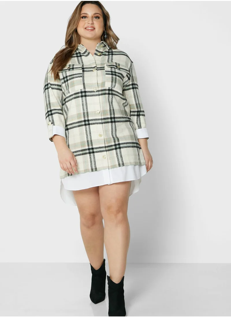 River Island Plus Check Hybrid Shirt Dress