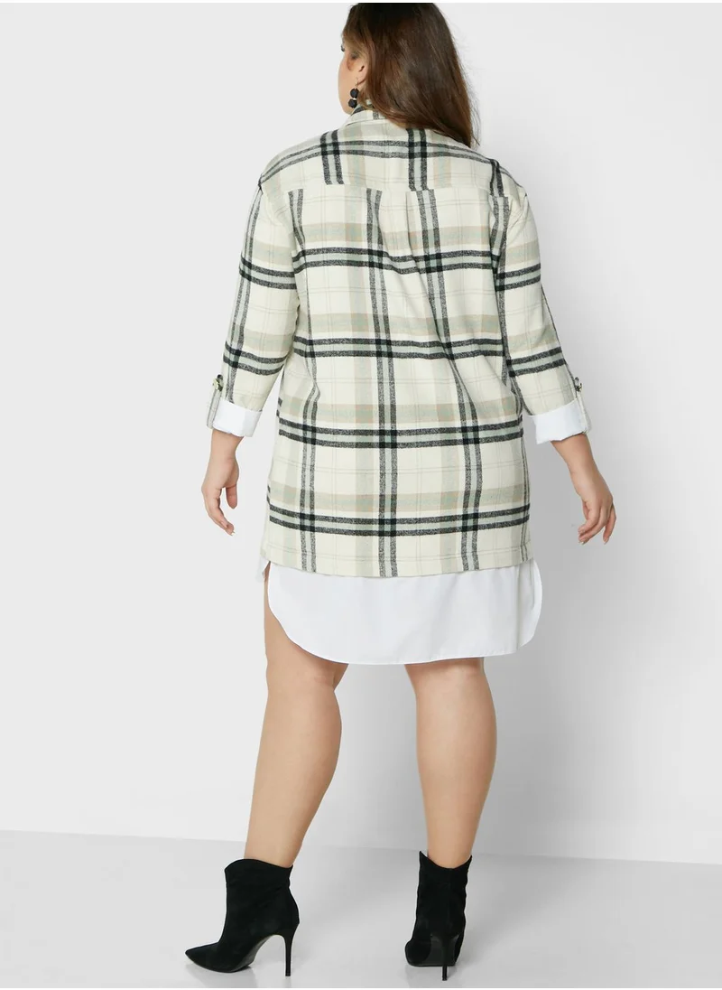 River Island Plus Check Hybrid Shirt Dress