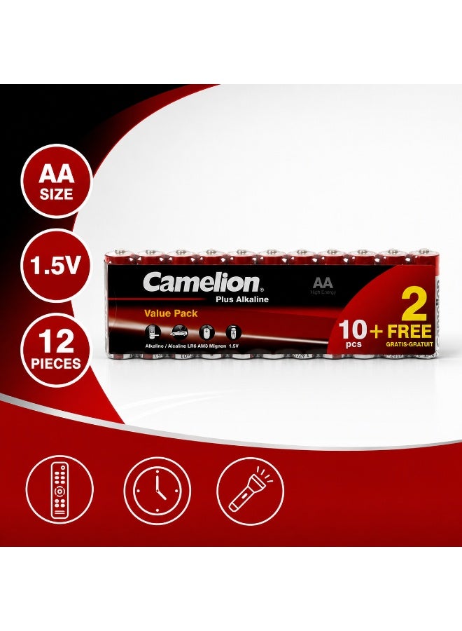 Camelion AA Alkaline Batteries 12 Pack (10+2 Free), Long Lasting Double A Batteries for Home, Office & Professional Use - Image 2