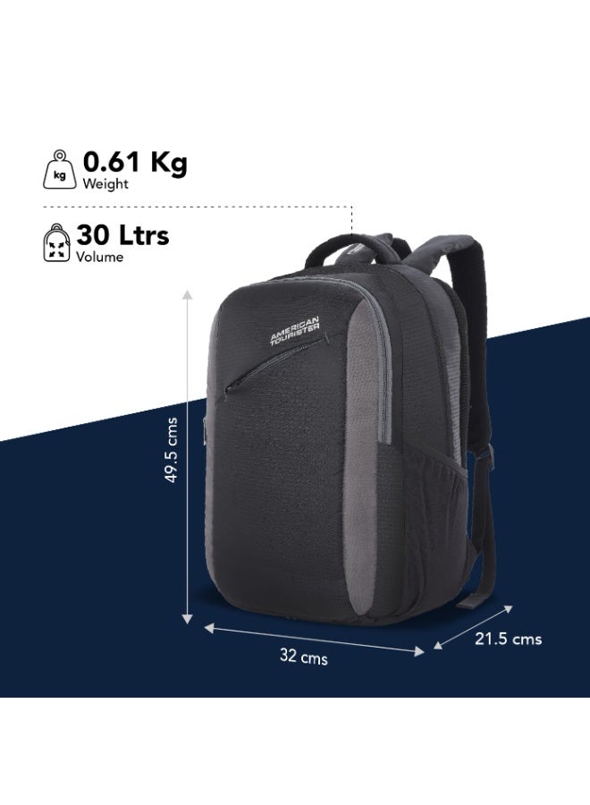 American Tourister Martt+ 02, 30L Laptop Backpack, Office Bag, Backpack Bag For Man and Women With Rain Cover, Ergo Back and Air Groove, Black/Grey - Image 2
