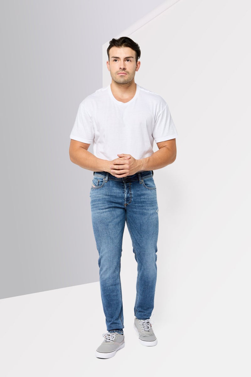 Men Troxer Skinny Fit Washed Stretchable Denim Jeans, Washed Blue