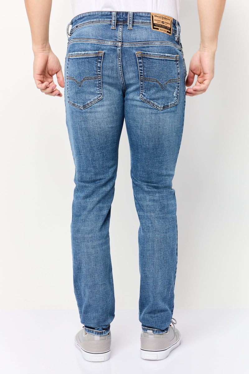 Men Troxer Skinny Fit Washed Stretchable Denim Jeans, Washed Blue