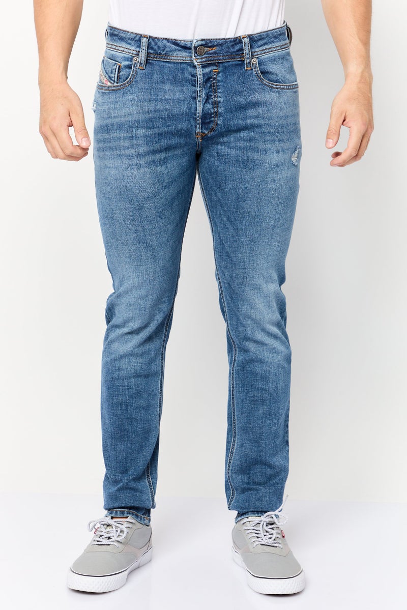 Men Troxer Skinny Fit Washed Stretchable Denim Jeans, Washed Blue