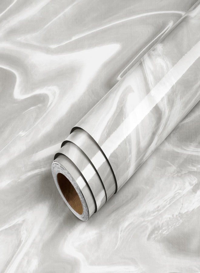 LACHEERY White and Grey Marble Contact Paper Peel and Stick Countertops Waterproof Liquid Marble Wallpaper Self Adhesive Kitchen Bathroom Countertop Vinyl Wrap Roll for Walls Cabinets Desk 15.8"x80" - Image 1