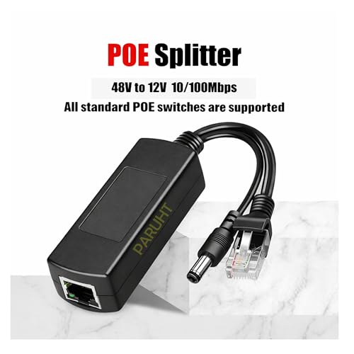 PARUHT Deluxe POE Splitter Active Power Over Ethernet Splitter 48V to 12V for POE Devices, Switches, IP Camera, IP Phone DEPOES1X, Black - Image 5