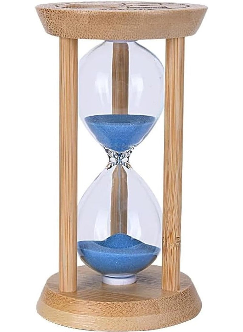 Bamboo Sand Timers, Hourglass Sand Timers 30Min, Wooden Sandglass Timer for Toothbrush Timer Games Classroom Home Office Cooking（Blue+30Min） - Image 1