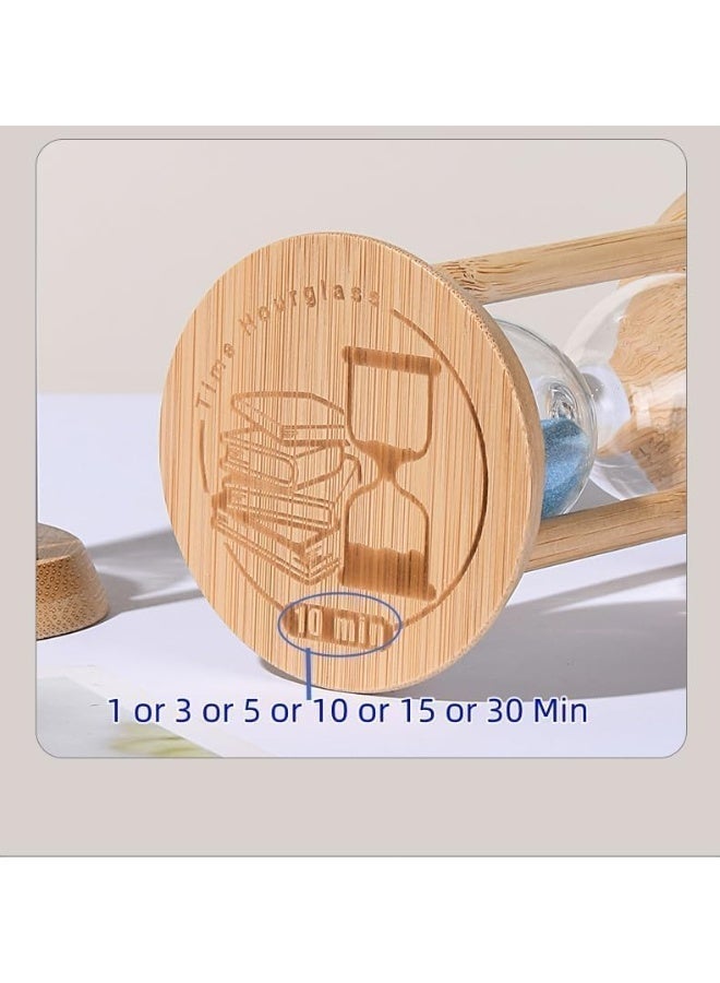 Bamboo Sand Timers, Hourglass Sand Timers 30Min, Wooden Sandglass Timer for Toothbrush Timer Games Classroom Home Office Cooking（Blue+30Min） - Image 5