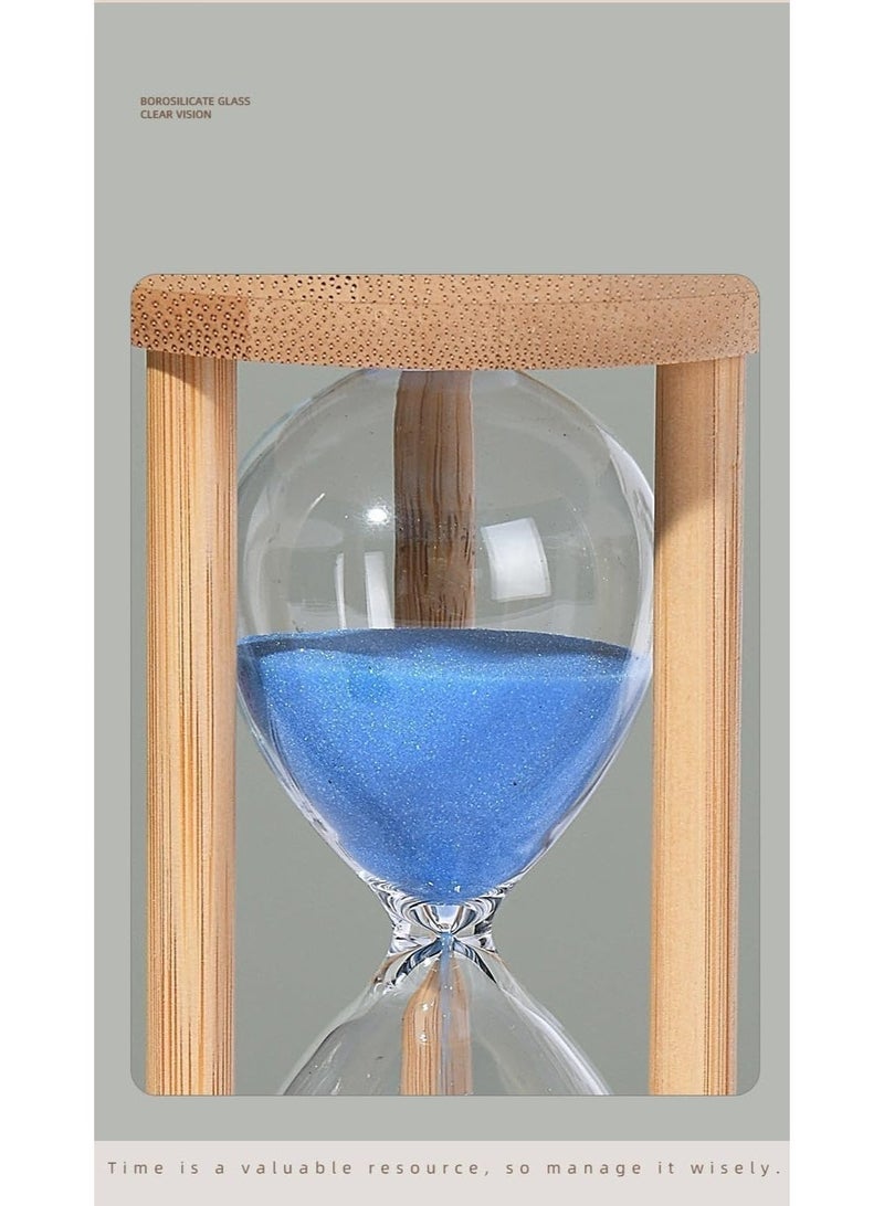 Bamboo Sand Timers, Hourglass Sand Timers 30Min, Wooden Sandglass Timer for Toothbrush Timer Games Classroom Home Office Cooking（Blue+30Min） - Image 4