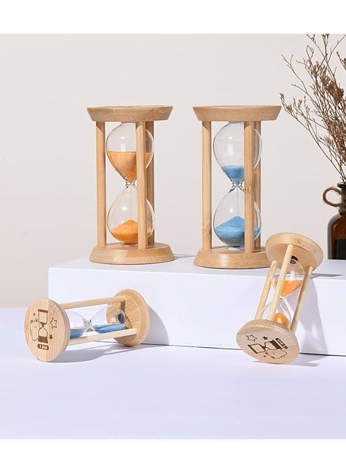 Bamboo Sand Timers, Hourglass Sand Timers 30Min, Wooden Sandglass Timer for Toothbrush Timer Games Classroom Home Office Cooking（Blue+30Min） - Image 3