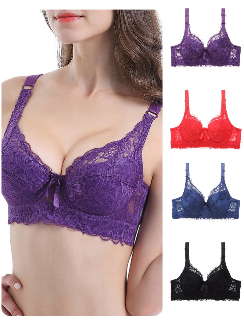 Women Lace Bra with Underwire Thin Padded Plus Size Bras - Image 4