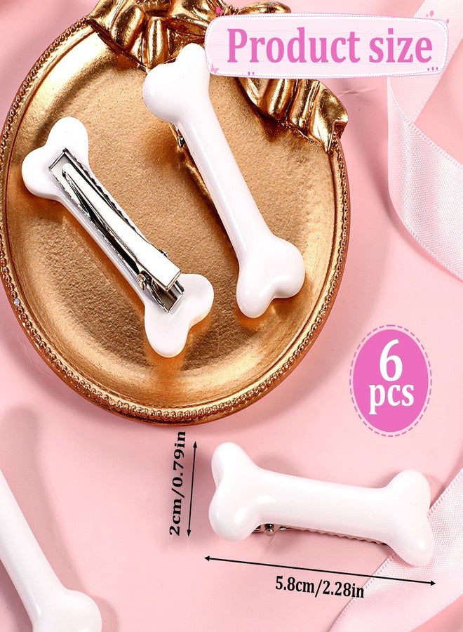 Aysatogc 6 Pcs Bone Hair Clip, White Bones Hairpins Skull Skeleton HairPins for Women Girls White Dog Bone Alligator Clips Halloween Cosplay Costume Decorative Hair Pins Accessories, Daily Wear - Image 2