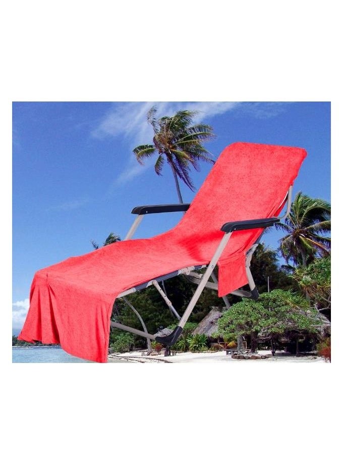 Y&D Lounge Chair Beach Towel Cover, Microfiber Large Pool Towels Recliners Towel Cover with Side Pockets Carrier for Holidays Sunbathing  - Image 1