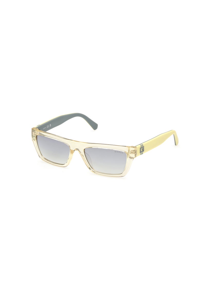 GUESS Men's UV Protection Rectangular Shape Sunglasses - GU0012039C55 - Lens Size: 55 Mm - Shiny Light Yellow - Image 1