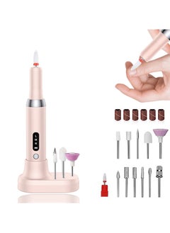 CMGTYYD Electric Nail Drill Machine Pink - Rechargeable Electric Nail Files with 12 Drill Bits | 3 Adjustable Speed Cordless Manicure Pedicure for Manicure and Pedicure | Nail Grinder Human Fast Rotation  - Image 1