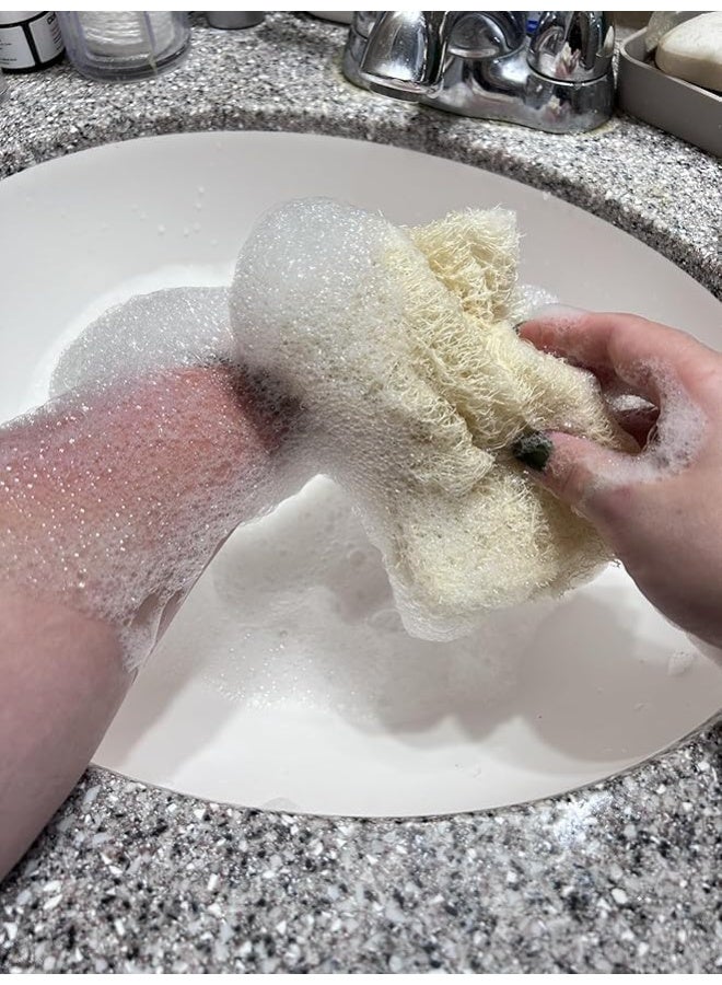 ليفة مصرية طبيعية كاملة من 38 إلى 45 سم، إسفنجة استحمام عضوية لتقشير الجسم، صديقة للبيئة وقابلة للتحلل البيولوجي لتنظيف عميق وبشرة ناعمة، خالية من المواد الكيميائية (3 قطع) - Image 3