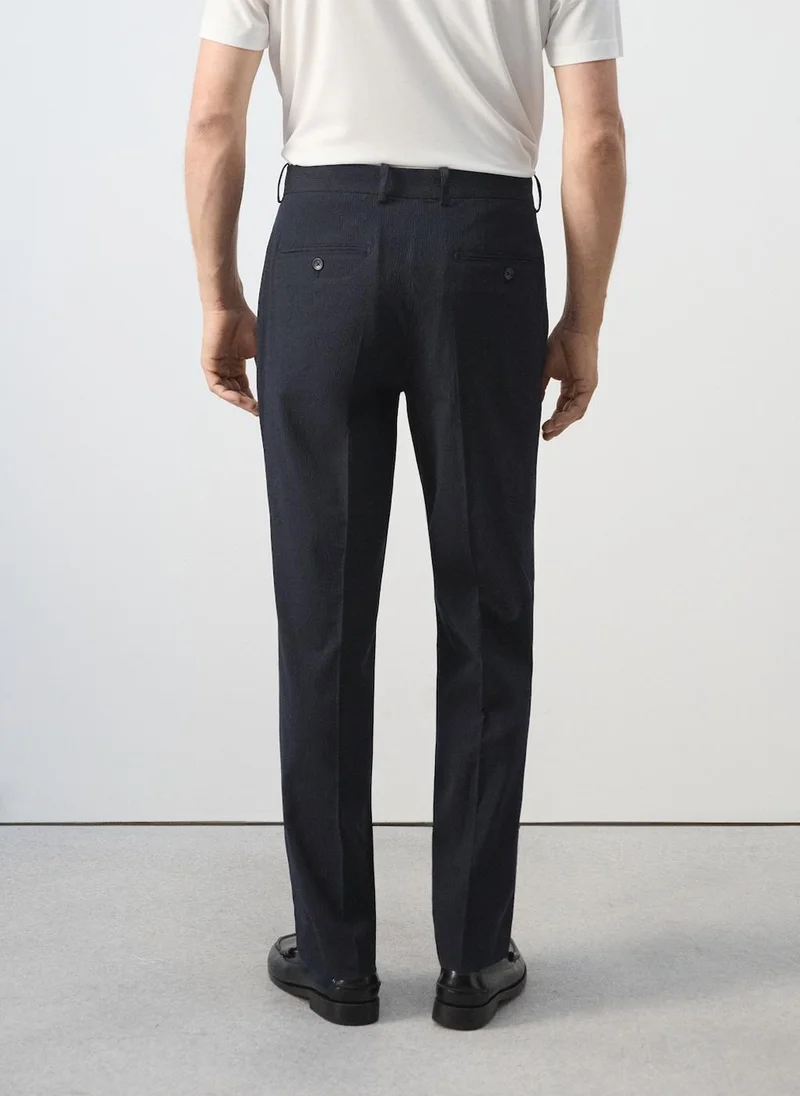 Mango Man Slim Fit Trousers In A Cotton Lyocell Blend