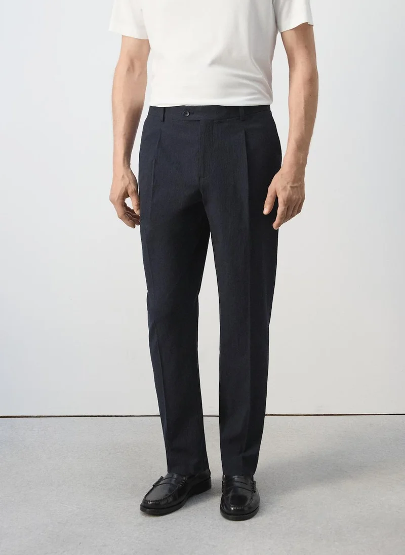 Mango Man Slim Fit Trousers In A Cotton Lyocell Blend