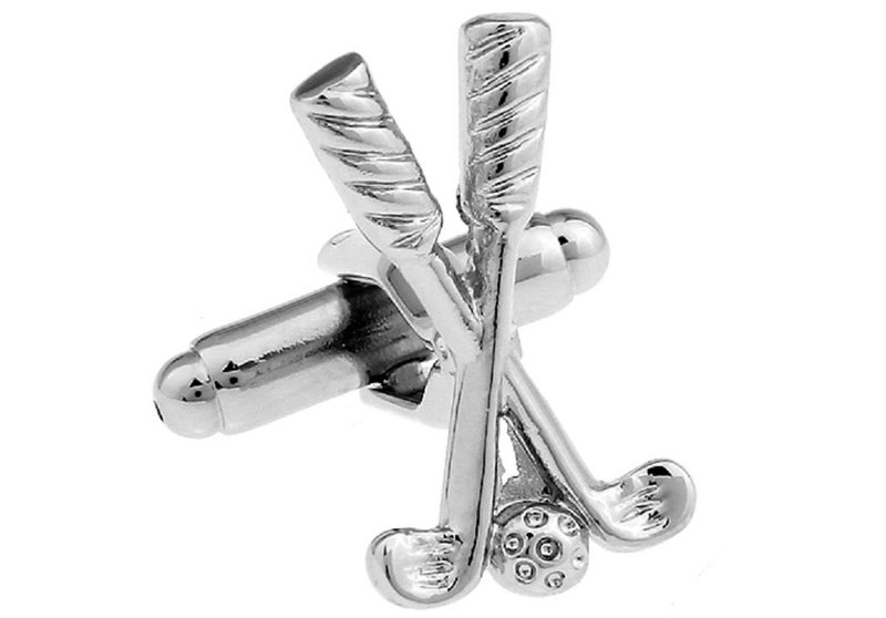 MRCUFF Golf Clubs Ball Golfer Golfing Pair of Cufflinks in a Presentation Gift Box & Polishing Cloth - Image 1