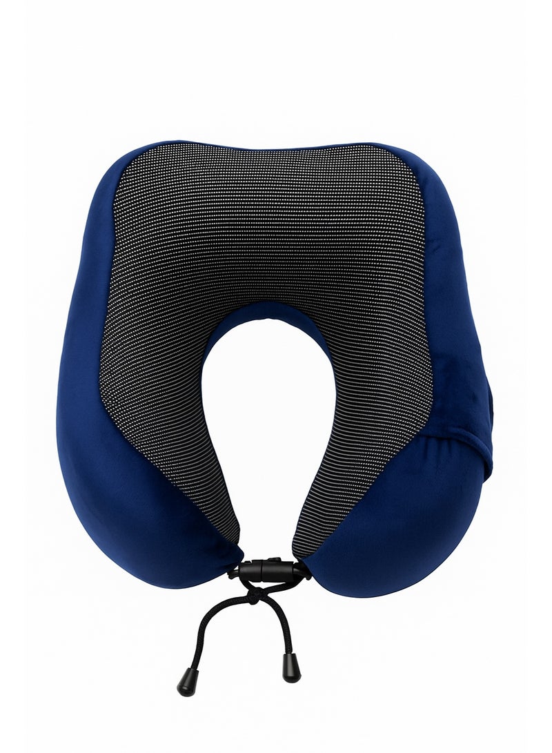 بي كيه ماكس وسادة زرقاء على شكل حرف U، وسادة نوم لحماية الرقبة في المكتب، وسادة سفر على شكل حرف U، وسادة رقبة مكتب، وسادة سفر من إسفنج الذاكرة | مريحة أثناء التنقل | قابلة للغسل على شكل حرف U | غطاء تبريد مخملي للنوم والسيارة والقطار والحافلة والغرفة والمكتب (أزرق) - Image 3