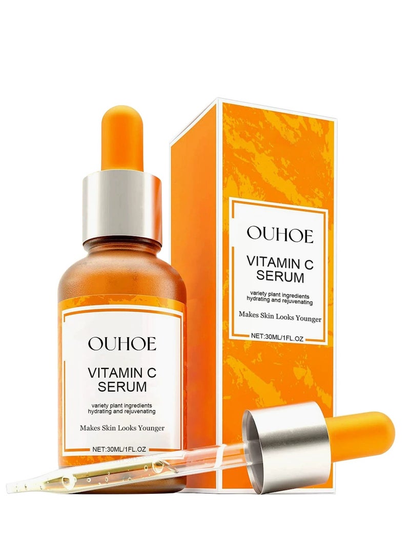 OUHOE Vitamin C Face Serum - Dark Spot Correcting Facial Serum, Vit C Serum with Hyaluronic Acid, Ferulic Acid, & Vit E - Anti Aging and Skin Brightening Serum, Pure Vitamin C Serum Skin Care 30 ml - Image 1