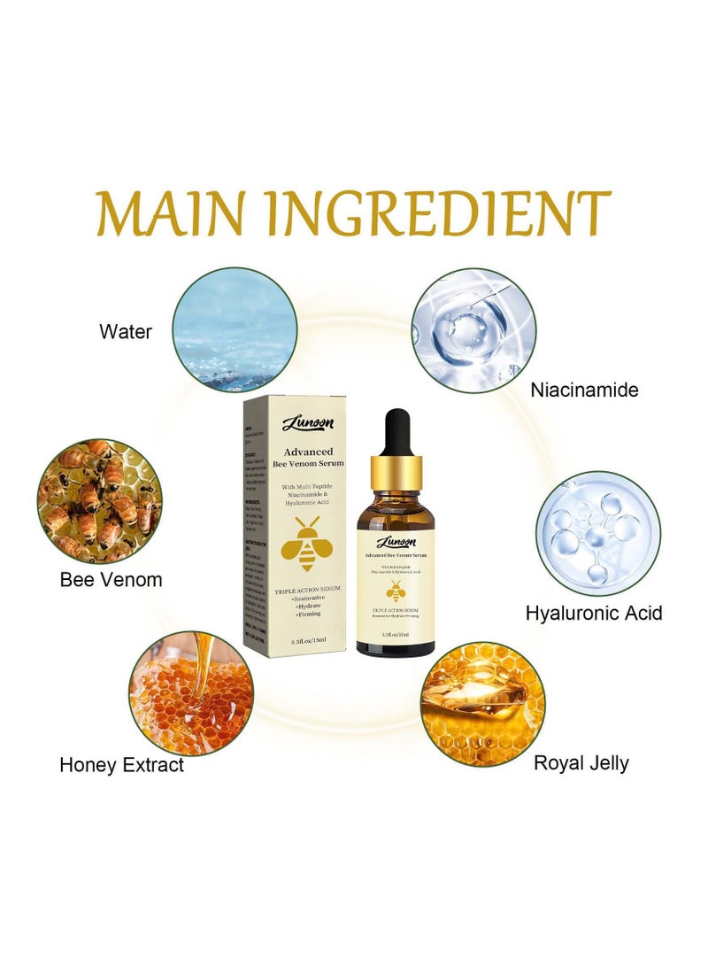 LUNOON Bee Venom Essence Improves Dry Skin, Lifts, Firms, Diminishes Fine Lines, Rejuvenates Skin, Anti-Aging Essence 15ml - Image 5