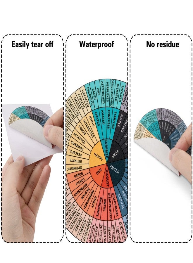 Homakover 10 PCS Feelings Wheel Vinyl Sticker 3.15 in 2.35 in Emotion Decal Office Decor Social Worker Stickers Mental Color Chart for Car Social Worker Counselor Skateboard Fridge Laptop - Image 3