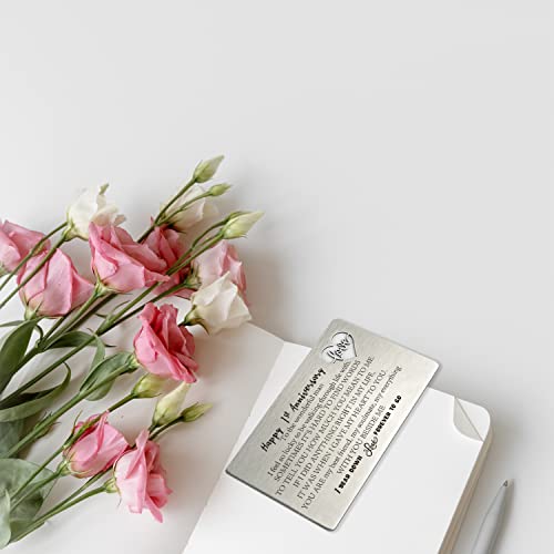 YODOCAMP 1 Year Wedding Anniversary Card for Husband Men, Happy 1st Anniversary Card Gifts for Him, Boyfriend From Wife Girlfriend, Engraved Metal Wallet Insert Anniversary Presents - Image 5