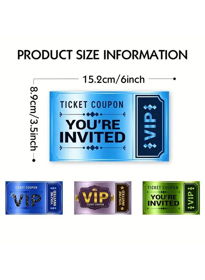 12 Pcs Blue VIP Festival Party Invitations Personalized Birthday Business Wedding Celebration Event Invites Movie Themed Anniversary Paper Tickets For Youth And Adult Parties - Image 3