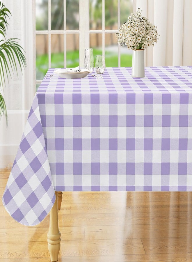 misaya Rectangle Waterproof Vinyl Table Cloth, Buffalo Flannel Backed Tablecloth, Wipeable Plastic Table Cover for Dinner, Kitchen, Outdoor (60" x 84", Lavender and White) - Image 1