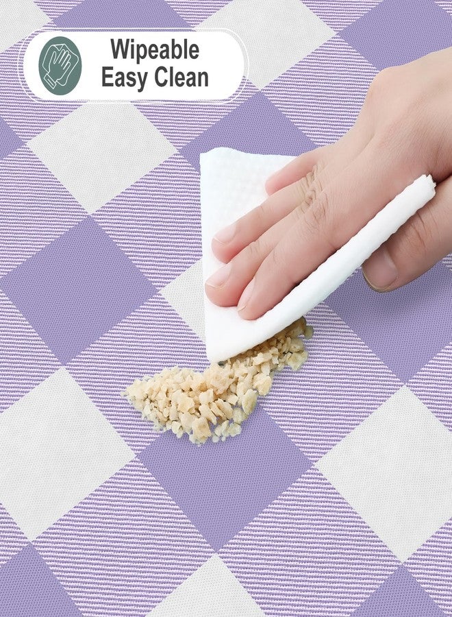 misaya Rectangle Waterproof Vinyl Table Cloth, Buffalo Flannel Backed Tablecloth, Wipeable Plastic Table Cover for Dinner, Kitchen, Outdoor (60" x 84", Lavender and White) - Image 5