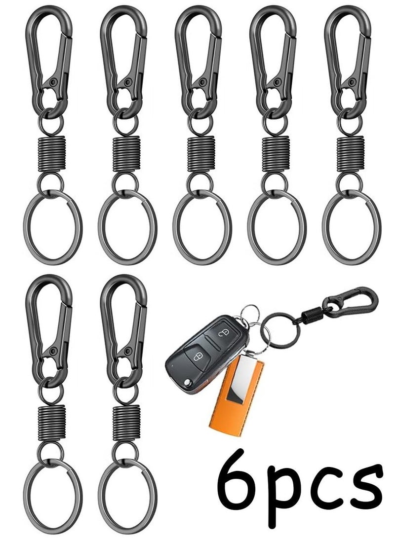 6 Pieces of Retro Style Simple Strong Carabiner Shape Keychain Key Chain Ring Keyring Keyfob Key Holder - Image 1