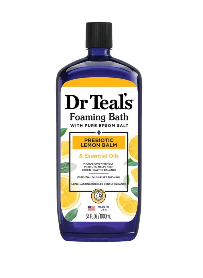 Dr. Teals Foaming Bath with Pure Epsom Salt Prebiotic Lemon Balm and Essential Oil 1000ml 