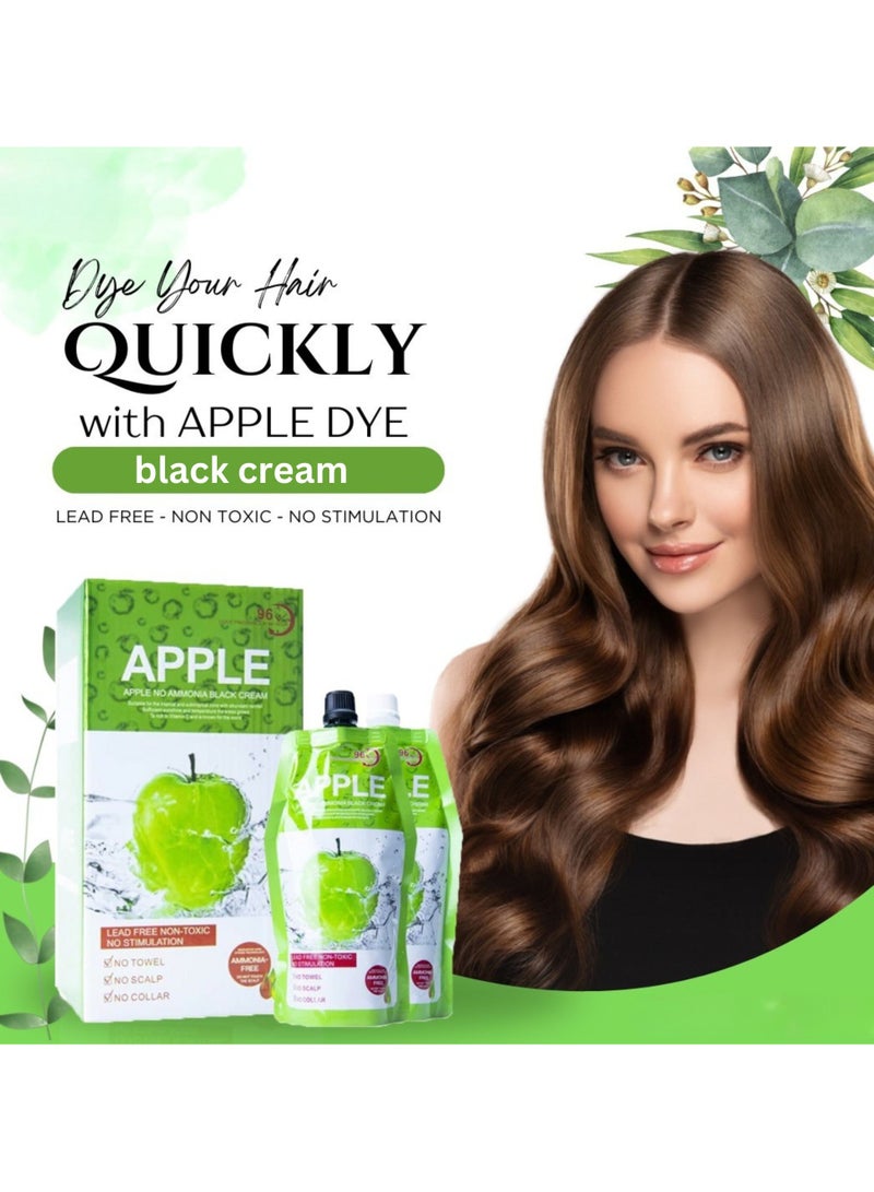 ORTUK 1000ML Apple Hair Cream Ammonia Free, Non Toxic Black Hair Cream for Women, Turn your Grey Hair to Black in 5 Minutes, Fast Coloring Hair Color, Safe Hair Dyeing Cream Instant 100% White Hair Coverage - Image 3