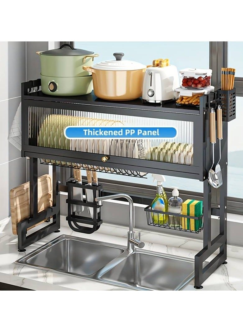 DubaiGallery Dish Cabinet Rack Over The Sink Drainer With Cover Plate Drying Storage Kitchen Organizer - Image 4