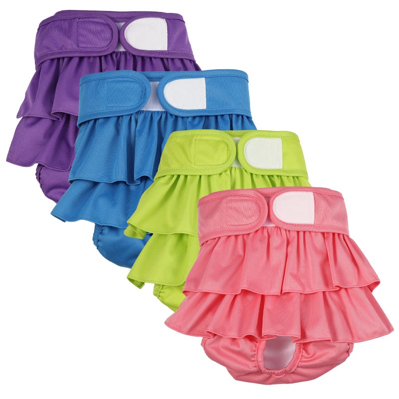 Chenkaiyang 4 Pack Dog Diapers Female Washable Dog Diapers Reusable Puppy Diapers Highly Absorbent Comfortable Doggy Diapers for Dogs in Heat or Excitable Urination(S Candy Color) - Image 1