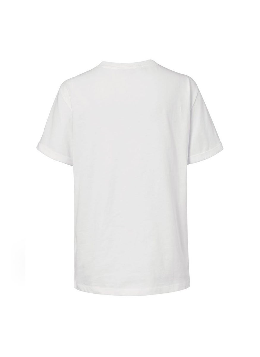 Tchibo Women Crew Neck Shorts Sleeve Graphic Shirt, White and Purple  - Image 2