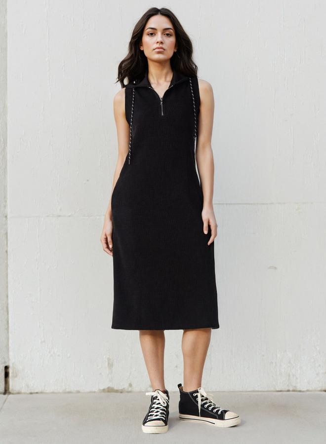 لي كوبر فستان لي كوبر بدون أكمام بقلنسوة ومضلع - Image 2