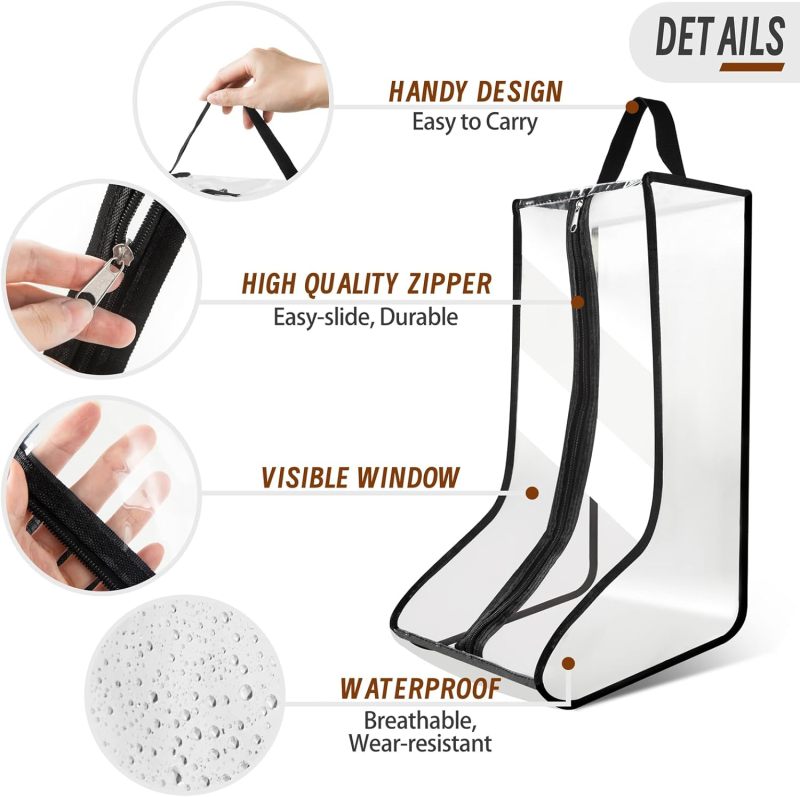 Transparent Boot Organizer: 2 Small 2 Big Compartments - Waterproof Washable PVC Material, Tall Boot Storage for Travel Enthusiasts, Suitcases, Golf Courses and Ski Slopes - Image 3