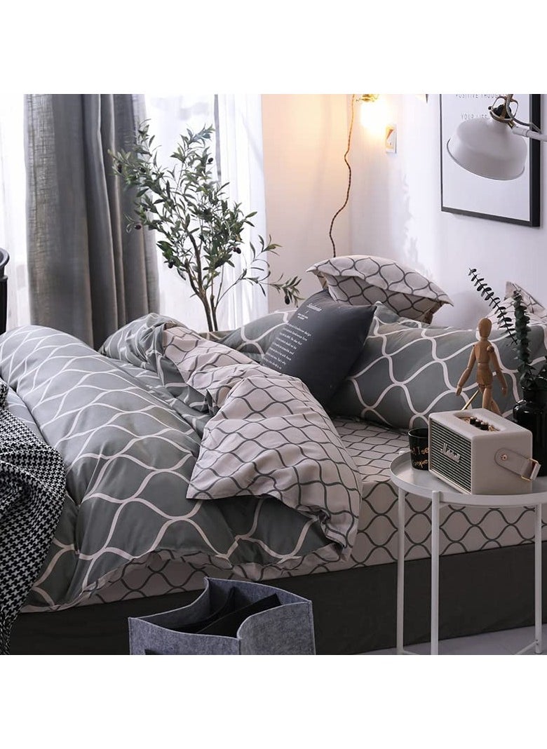 MOON HOME - King/Queen/Single size Soft and Breathable Microfiber Hypoallergenic Beautiful Design Duvet Cover Set ,set includes 1 Comforter Cover, 1 Fitted Bedsheet, 4 Pillowcases - Image 1