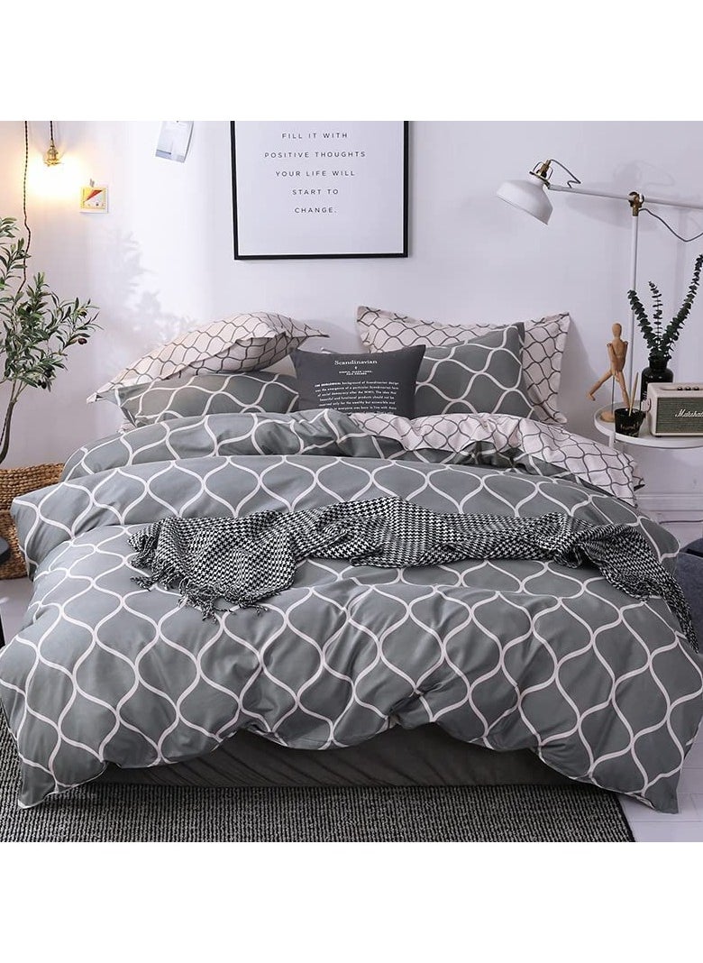 MOON HOME - King/Queen/Single size Soft and Breathable Microfiber Hypoallergenic Beautiful Design Duvet Cover Set ,set includes 1 Comforter Cover, 1 Fitted Bedsheet, 4 Pillowcases - Image 1