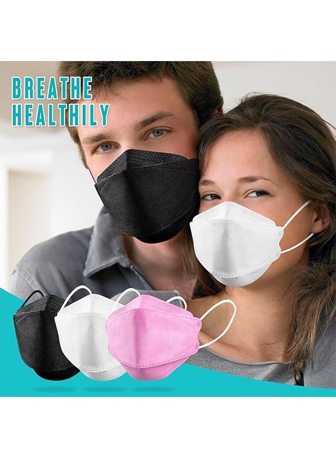 قناع وجه ثلاثي الأبعاد للاستخدام مرة واحدة KF94، قناع واقٍ من أربع طبقات بتصميم يشبه قناع السمك، أقنعة وجه مريحة وجيدة التهوية للاستخدام اليومي، أسود، 20 قطعة - Image 3