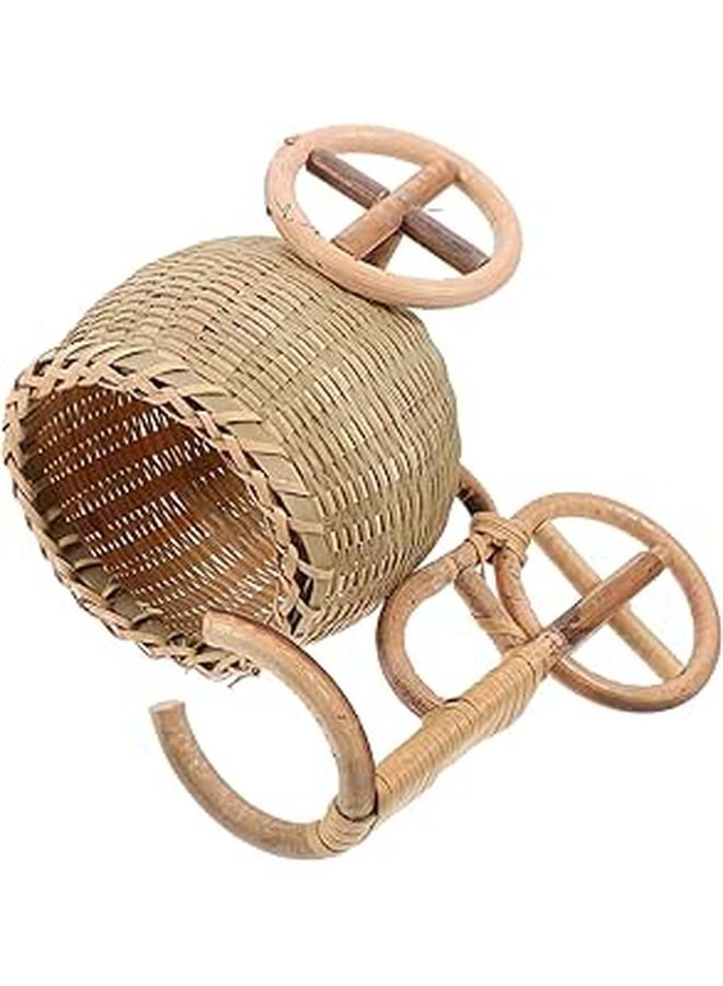 Woven Rattan Fruit Basket Tricycle Shape Storage Organizer for Kitchen Party Snacks - Image 1