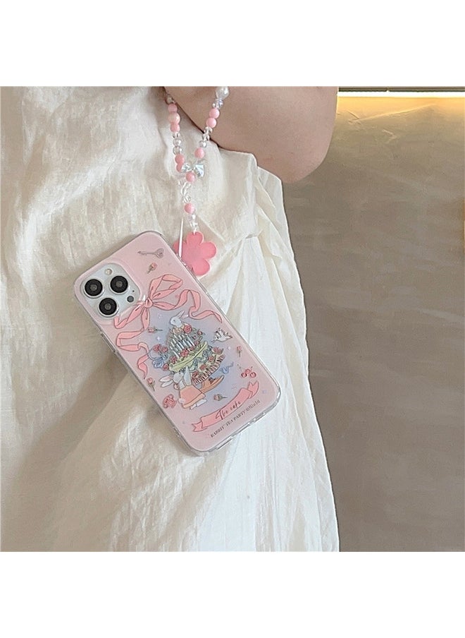 Depend - Compatible For IPhone 15 Pro Max Case For Girls Women, Beads Flowers Lanyard Pink Rabbit - Image 1