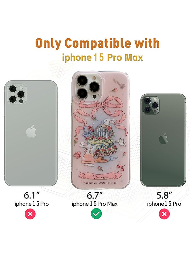 Depend - Compatible For IPhone 15 Pro Max Case For Girls Women, Beads Flowers Lanyard Pink Rabbit - Image 1