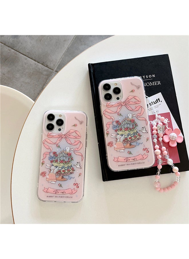 Depend - Compatible For IPhone 15 Pro Max Case For Girls Women, Beads Flowers Lanyard Pink Rabbit - Image 1